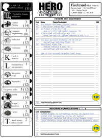 Back of character sheet